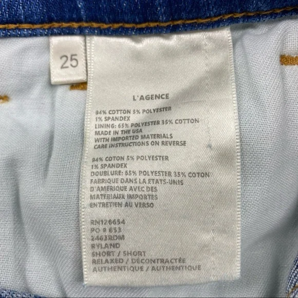 L’AGENCE | Bejeweled Rhinestone Ryland High Rise Jean Shorts RARE | 25 New - Picture 10 of 11